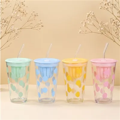 Polka Dot Tumbler with Straw